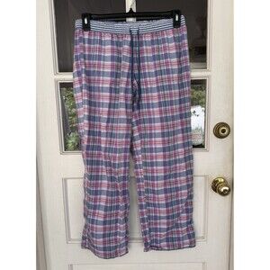 Victoria's Secret Sleep Pajama Pants Size Medium Blue Purple Plaid Cotton Lounge